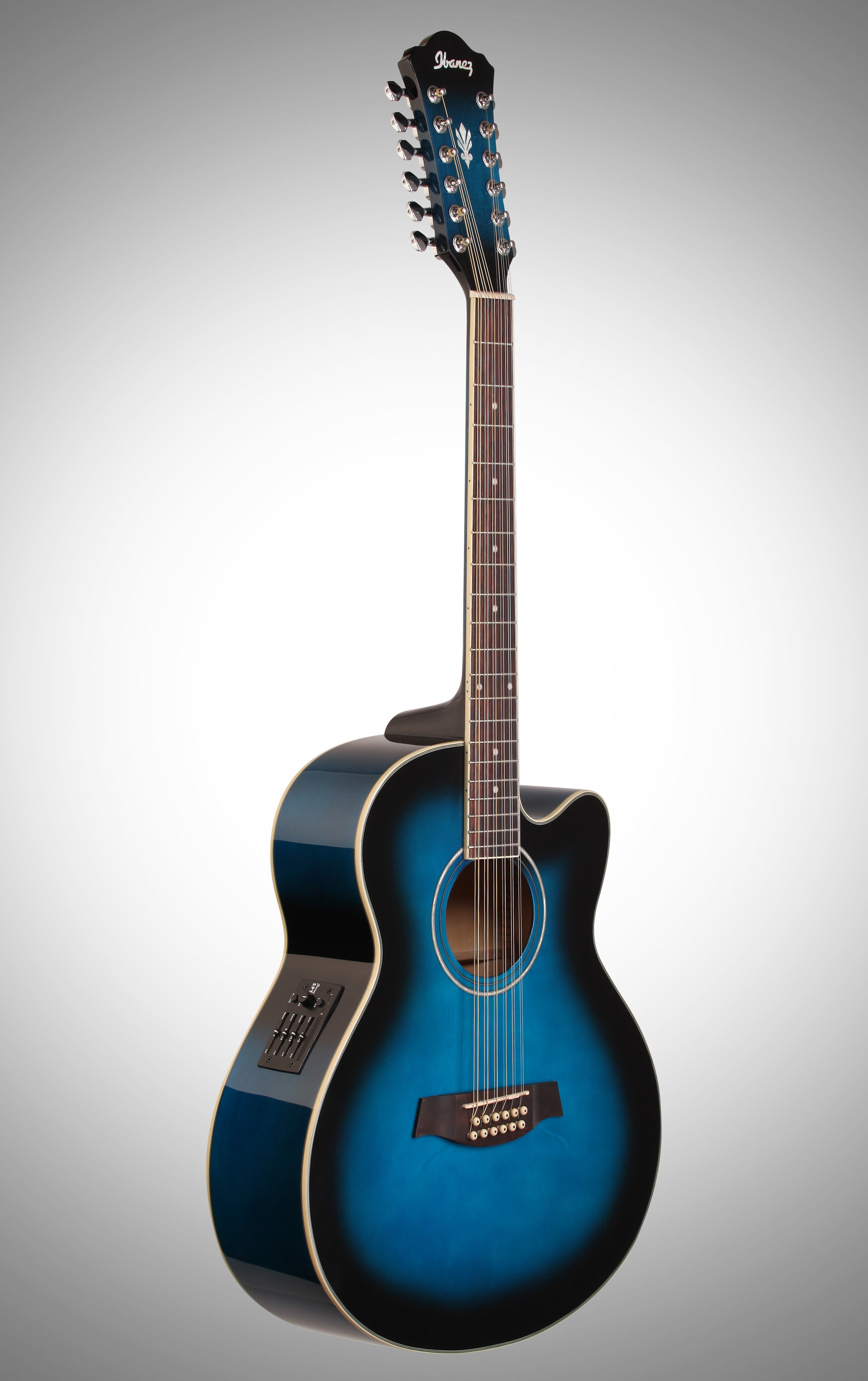 Ibanez AEL1512E Acoustic-Electric Guitar, 12-String, Transparent Blue ...