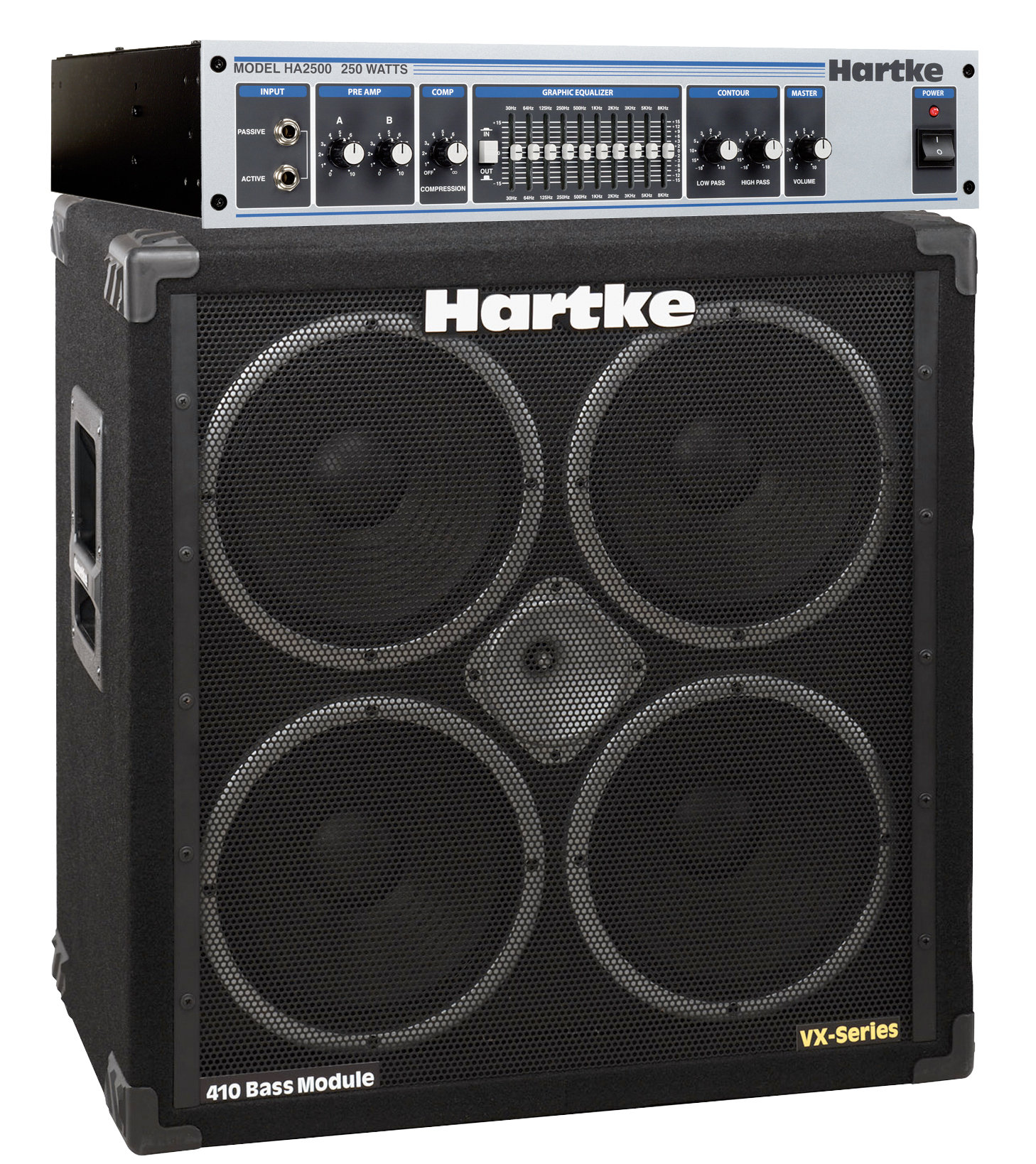 Hartke Bass Amplifier Half Stack With Hartke 2500 And VX410