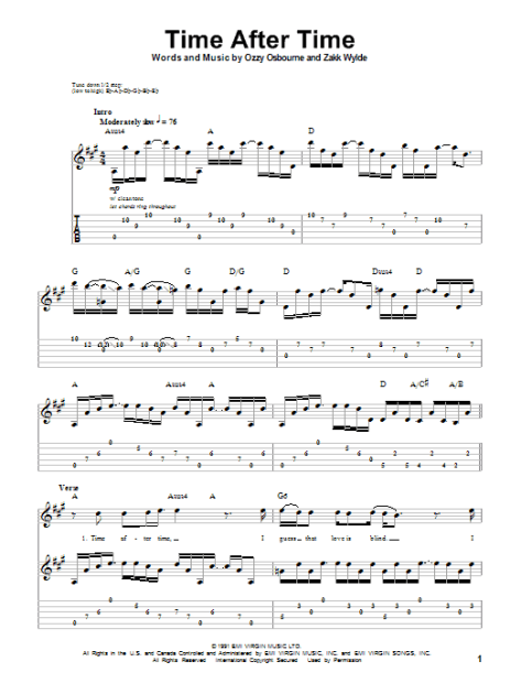 Time After Time Guitar Tab Play Along Zzounds 0165