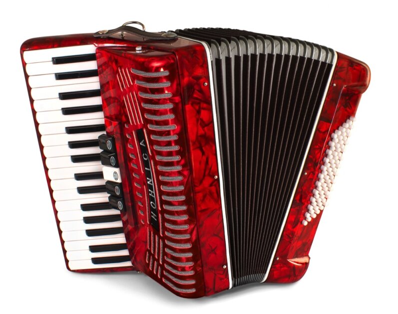 Hohner 1305-RED 72 Bass Piano Accordion, Pearl Red