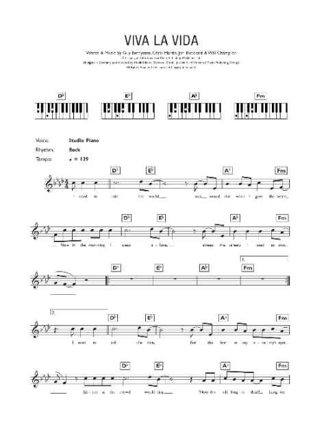 Viva La Vida Piano Chords Lyrics Zzounds - viva la vida roblox id code