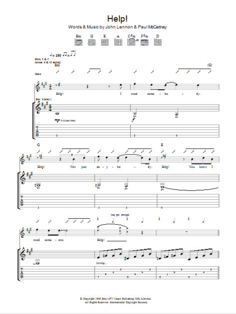 Help! - Guitar TAB | zZounds