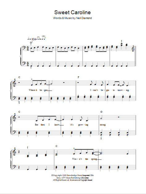 Sweet Caroline - Easy Piano | zZounds