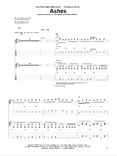 Ashes - Guitar Tab 