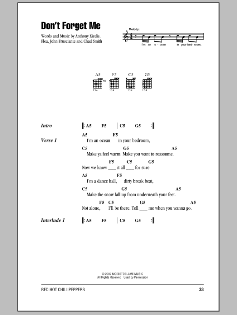 Don T Forget Me Guitar Chords Lyrics Zzounds