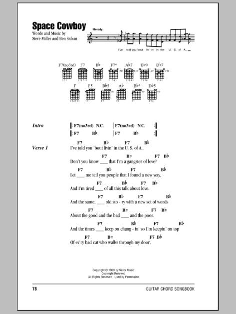 Space Cowboy Guitar Chords Lyrics Zzounds