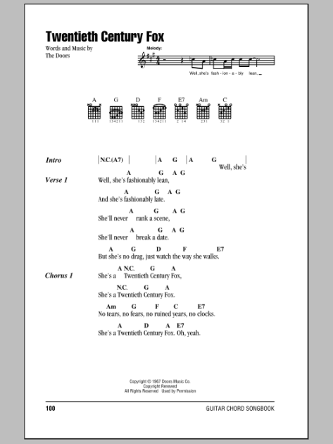 Twentieth Century Fox Guitar Chords Lyrics