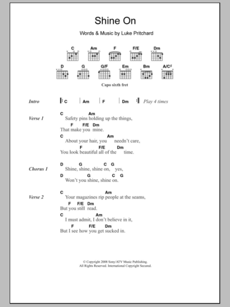 Shine On - Guitar Chords/Lyrics | zZounds