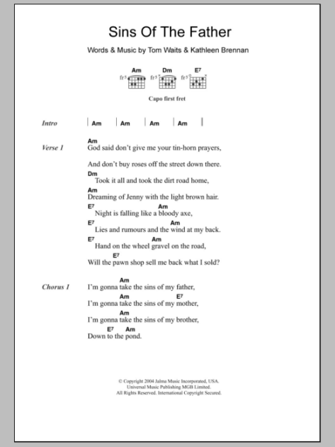 Sins Of The Father Guitar Chords Lyrics Zzounds