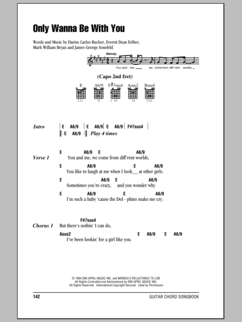 Only Wanna Be With You Guitar Chords Lyrics Zzounds