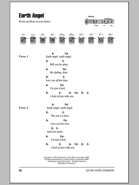 Earth Angel Guitar Chords Lyrics Zzounds