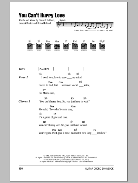 You Can T Hurry Love Guitar Chords Lyrics Zzounds