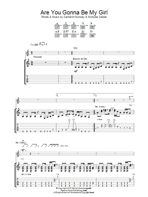 Are You Gonna Be My Girl Guitar Tab Zzounds