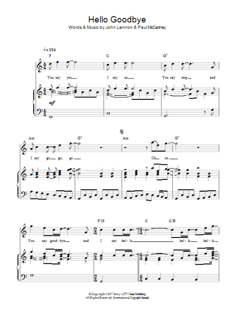 Hello Goodbye Piano Sheet Music Best Music Sheet