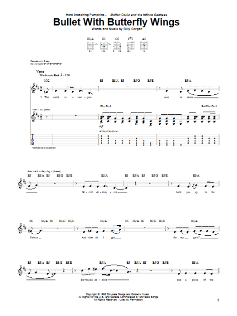 Bullet With Butterfly Wings Guitar Tab