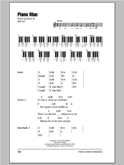 Piano Man - Piano Chords/Lyrics | zZounds