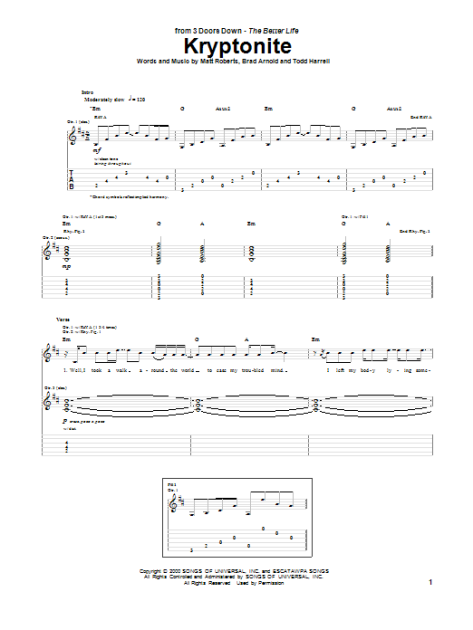 Kryptonite Guitar Tab Zzounds