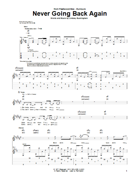 never-going-back-again-guitar-tab-zzounds