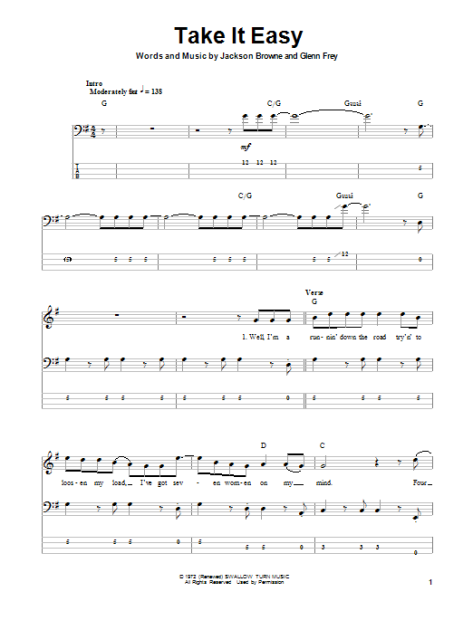 Take It Easy Bass Tab Zzounds