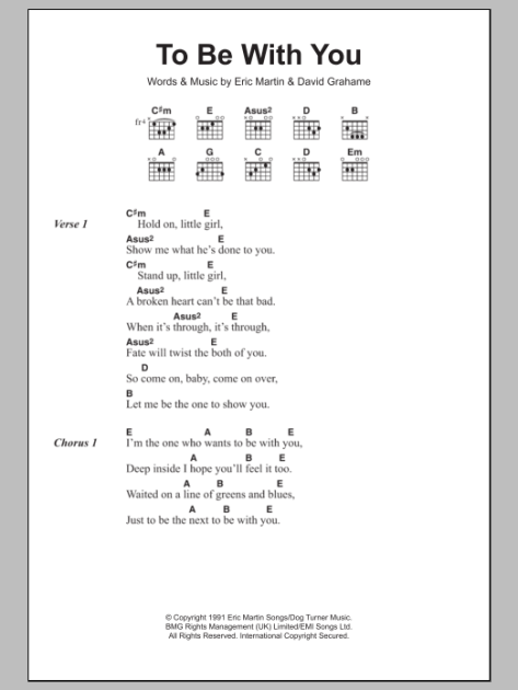 To Be With You Guitar Chords Lyrics Zzounds