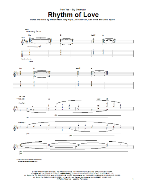 Rhythm Of Love - Guitar TAB | zZounds