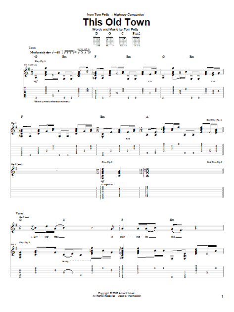 This Old Town - Guitar TAB | zZounds