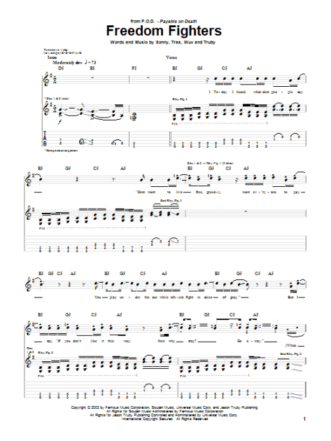 Freedom Fighters Guitar TAB ZZounds