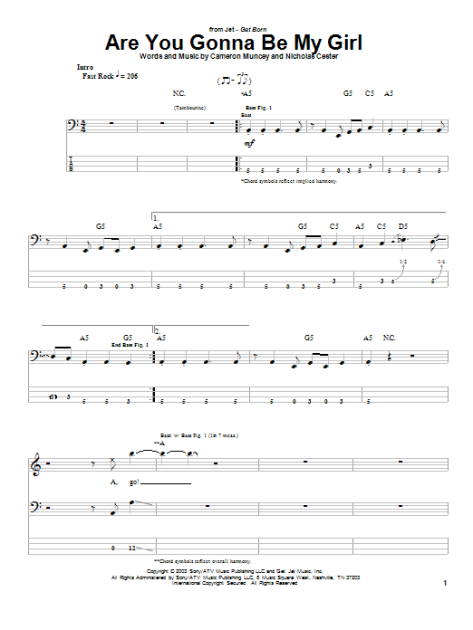Are You Gonna Be My Girl Bass Tab Zzounds