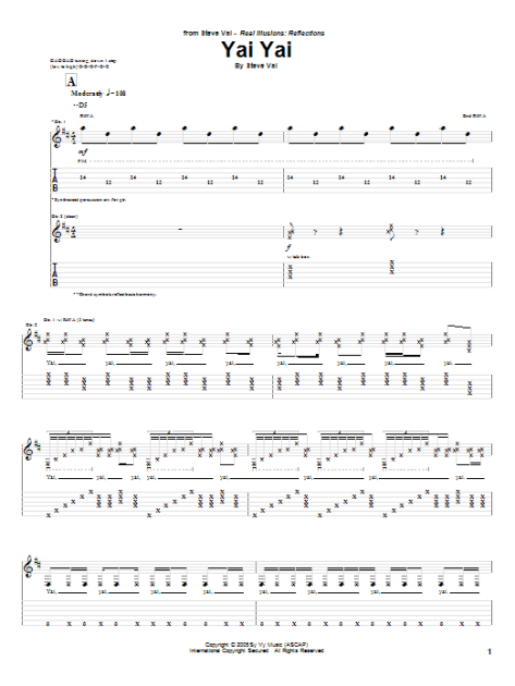 Yai Yai - Guitar TAB | zZounds