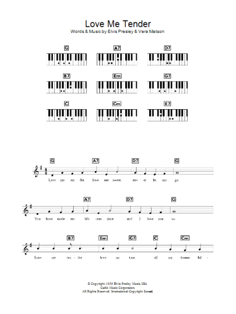 Love Me Tender Piano Chords Lyrics Zzounds