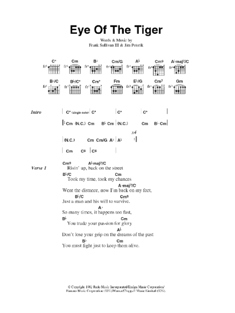 Eye Of The Tiger - Guitar Chords/Lyrics | zZounds