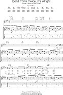Don T Think Twice It S Alright Guitar Tab Zzounds