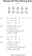 House Of The Rising Sun Guitar Chords Lyrics Zzounds