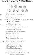 You Give Love A Bad Name Guitar Chords Lyrics Zzounds