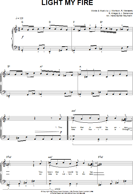 Light My Fire Easy Piano Zzounds