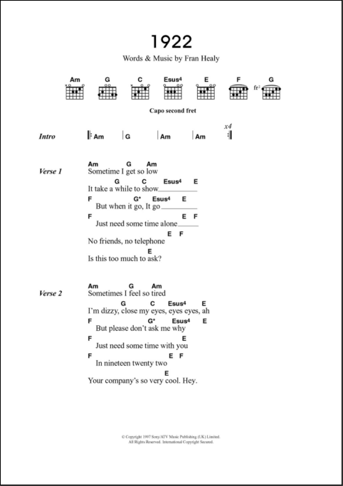 1922 Guitar Chords Lyrics Zzounds