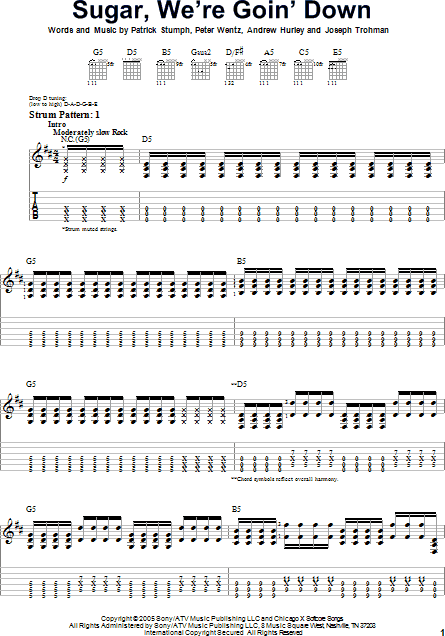 Sugar We Re Goin Down Easy Guitar With Tab Zzounds