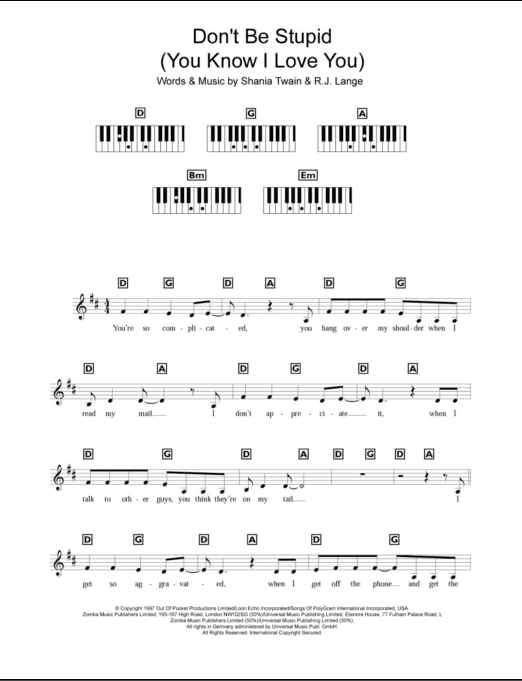 Don't Be Stupid (You Know I Love You) Piano Chords/Lyrics