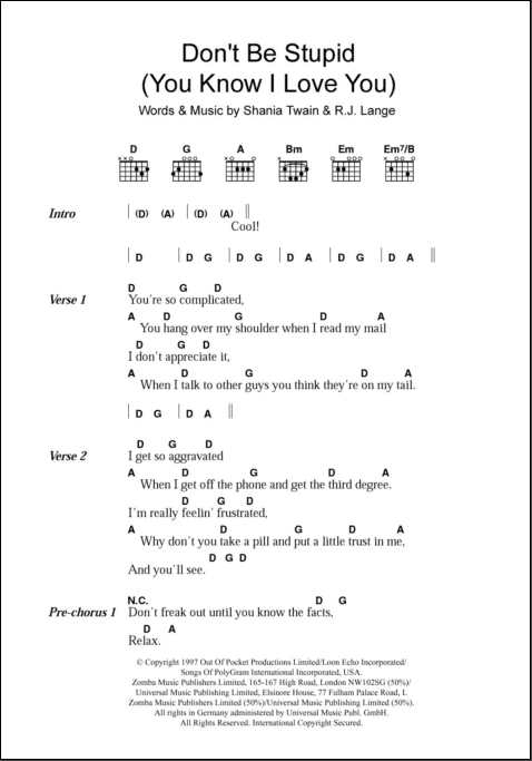 Don T Be Stupid You Know I Love You Guitar Chords Lyrics