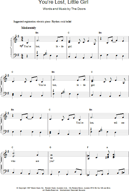 You Re Lost Little Girl Piano Vocal Guitar Zzounds