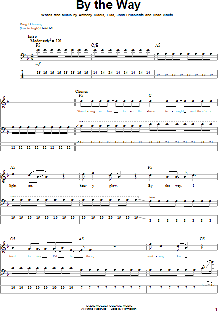 By The Way Bass Tab Zzounds