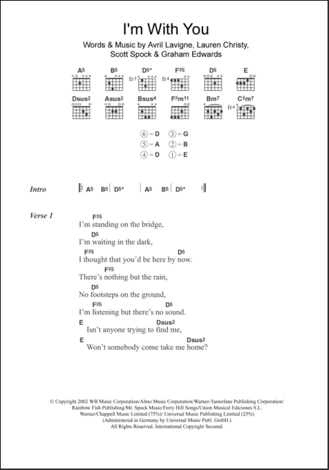 I M With You Guitar Chords Lyrics Zzounds