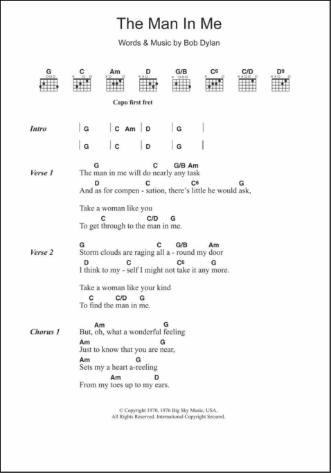 The Man In Me Guitar Chords Lyrics Zzounds