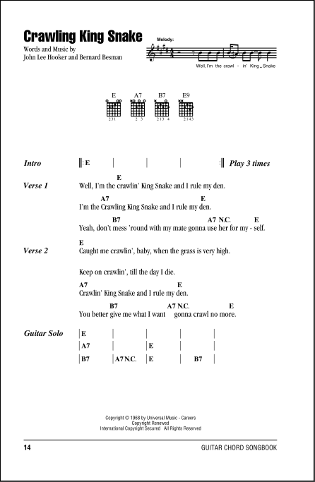 Crawling King Snake - Guitar Chords/Lyrics | ZZounds