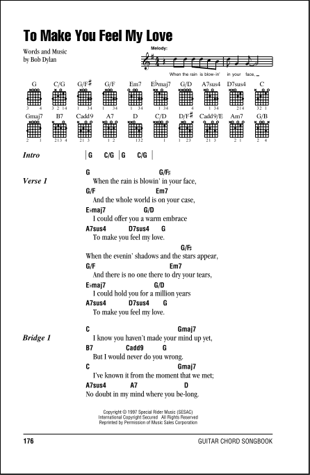 To Make You Feel My Love Guitar Chords Lyrics Zzounds