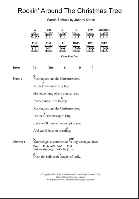 Rockin' Around The Christmas Tree - Guitar Chords/Lyrics