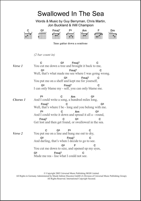 Swallowed In The Sea Guitar Chords Lyrics Zzounds