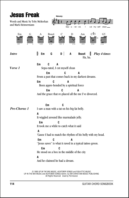 Jesus Freak Guitar Chords Lyrics Zzounds