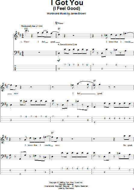 I Got You I Feel Good Bass Tab Zzounds