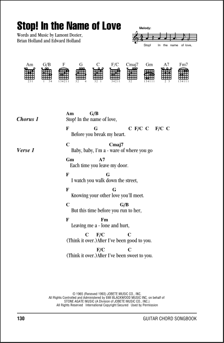 Stop In The Name Of Love Guitar Chords Lyrics Zzounds